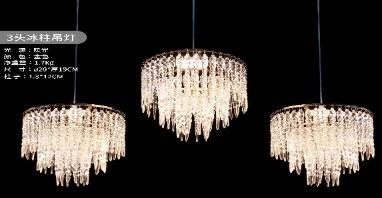 LED Hanging Chandelier with Long Acrylic Crystal 23X19CM Set of 3